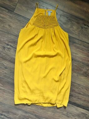 H&M Mustard Yellow Crochet Detail Sleeveless Dress